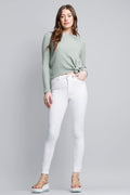 High Rise Ankle White Skinny Jeans-0