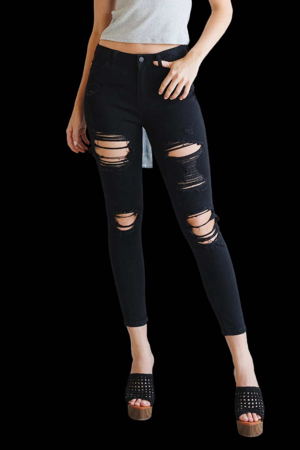 High Rise Faded Skinny Jeans-0