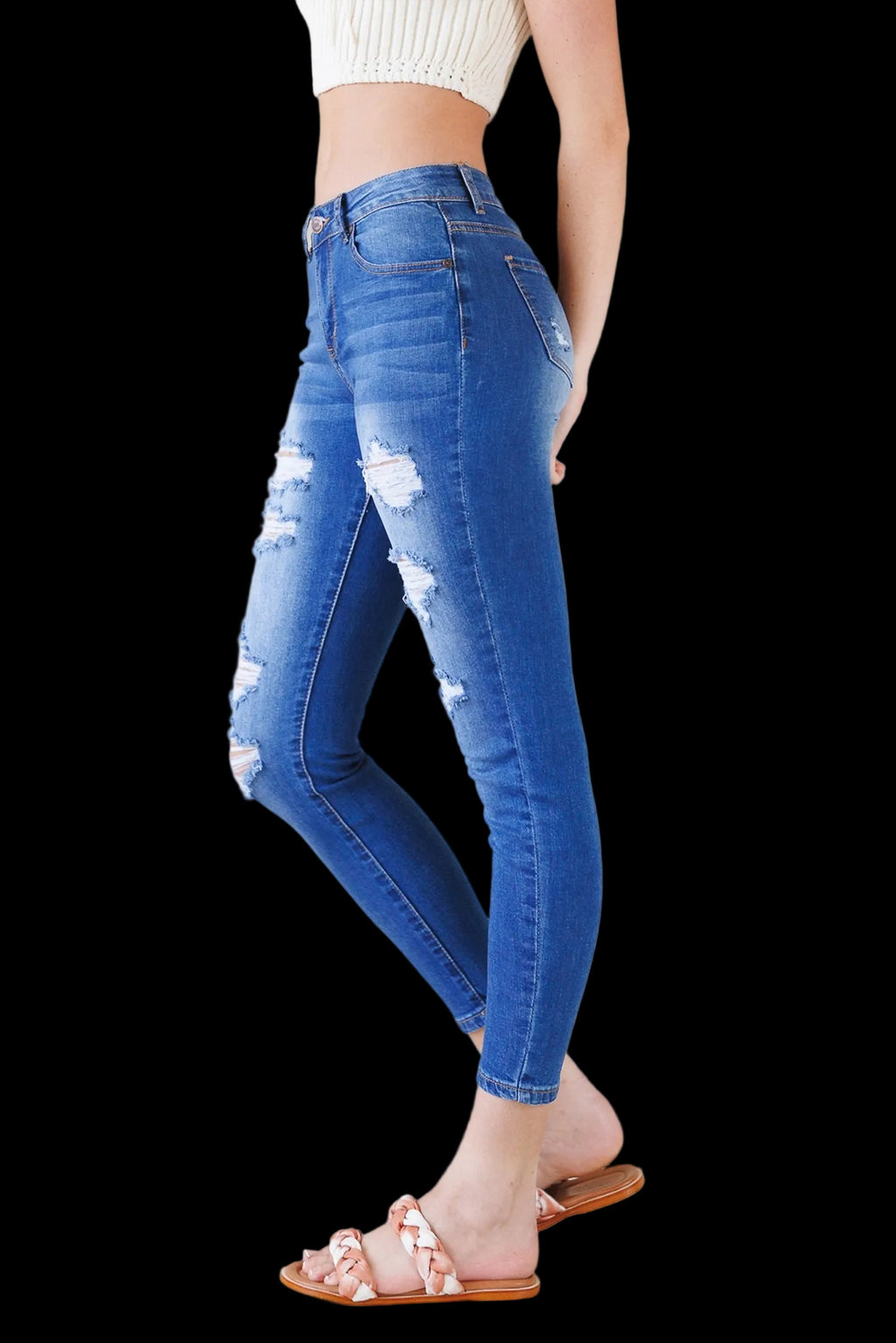 High Rise Destructed Skinny Jeans-2
