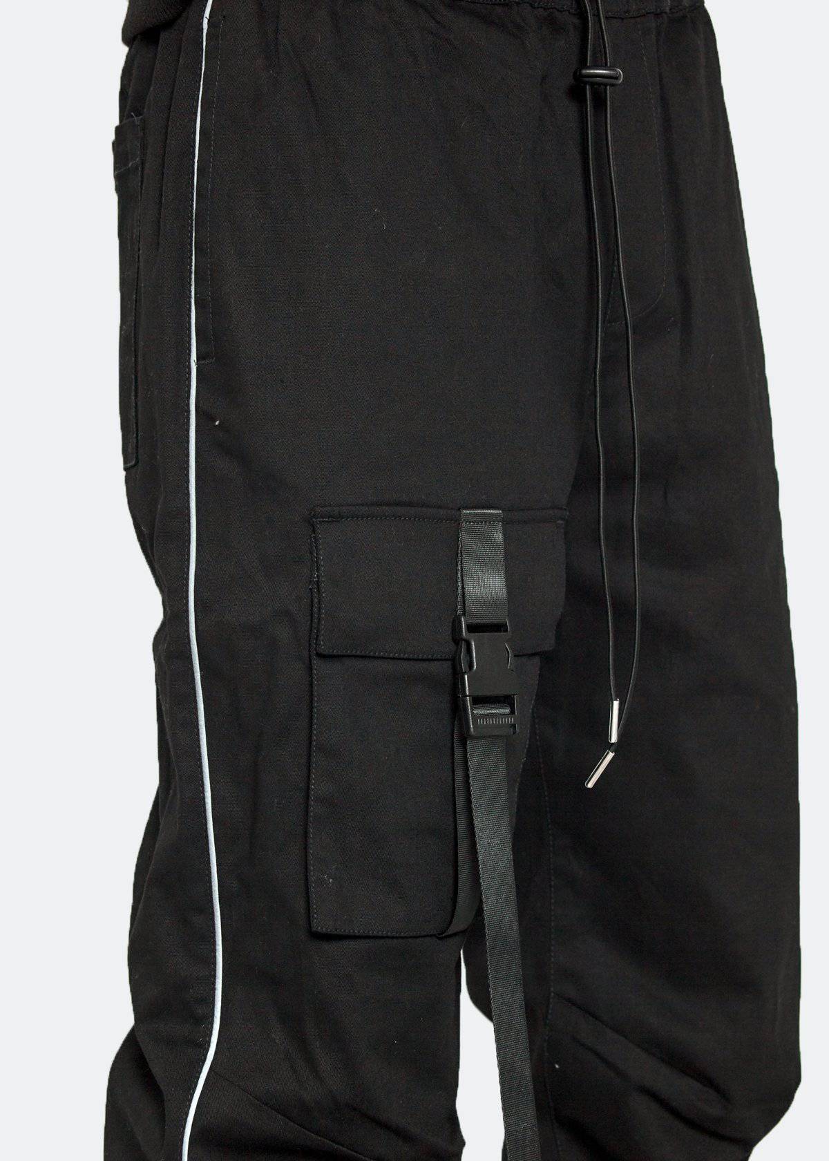 Men's Tactical Strap Cargo Joggers in Black - Konus