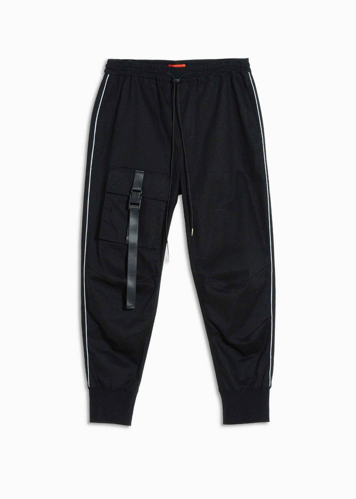 Men's Tactical Strap Cargo Joggers in Black - Konus