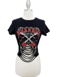 Rock N Roll World Tour Distressed Laser Cut Graphic Tee