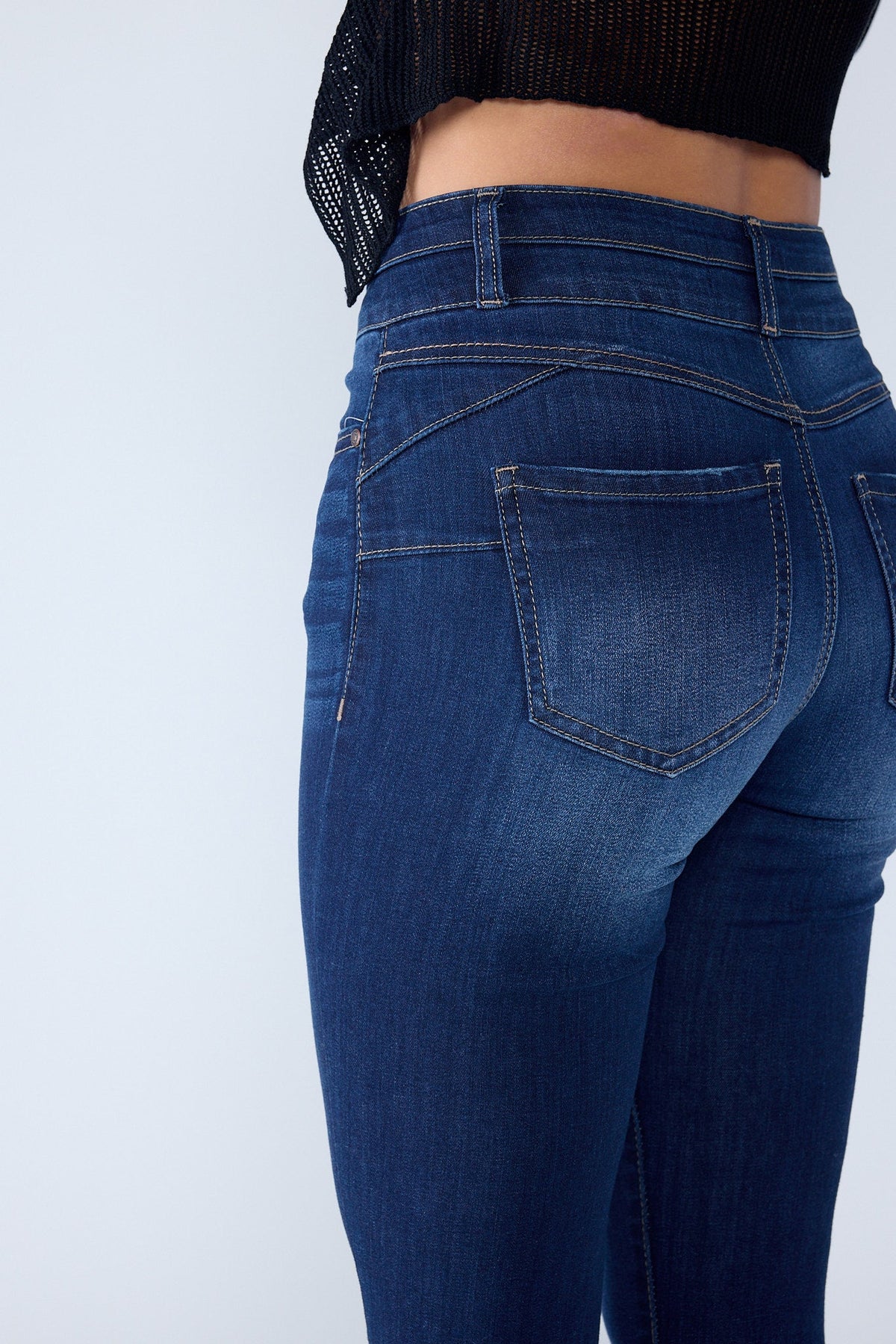 Double Waist High Rise Ankle Skinny Jeans-2