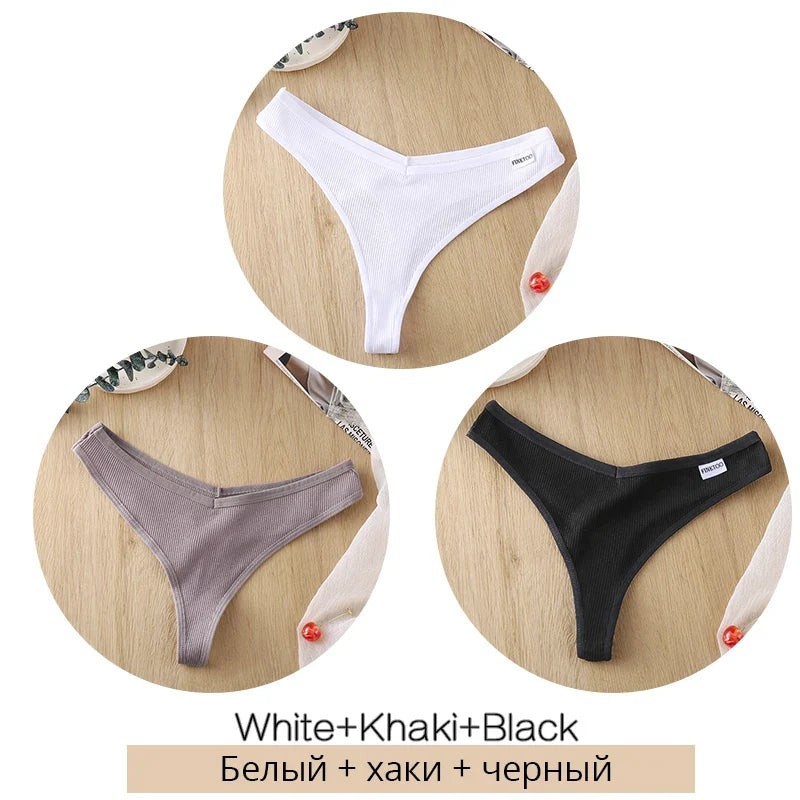 Comfortable Cotton G-String Thongs for Women – 3-Piece Panties Set