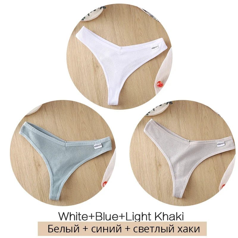 Comfortable Cotton G-String Thongs for Women – 3-Piece Panties Set
