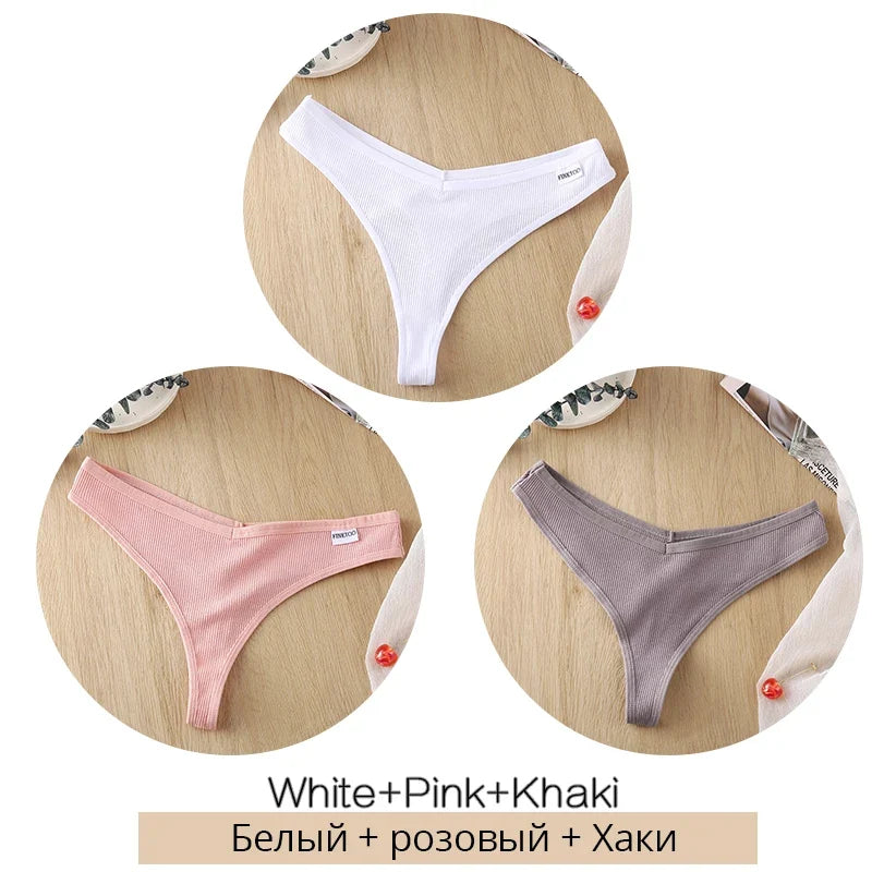 Comfortable Cotton G-String Thongs for Women – 3-Piece Panties Set