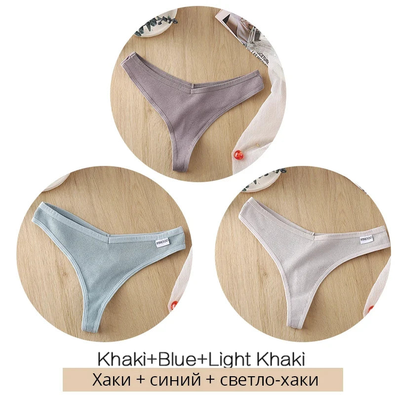 Comfortable Cotton G-String Thongs for Women – 3-Piece Panties Set