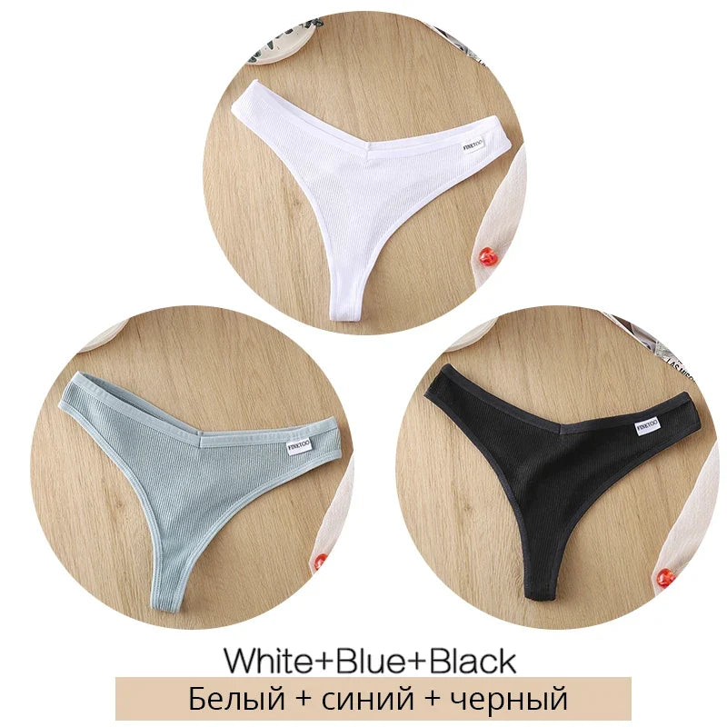 Comfortable Cotton G-String Thongs for Women – 3-Piece Panties Set