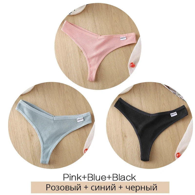 Comfortable Cotton G-String Thongs for Women – 3-Piece Panties Set