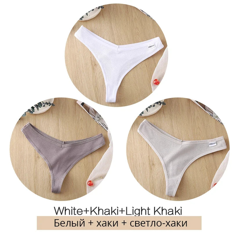 Comfortable Cotton G-String Thongs for Women – 3-Piece Panties Set