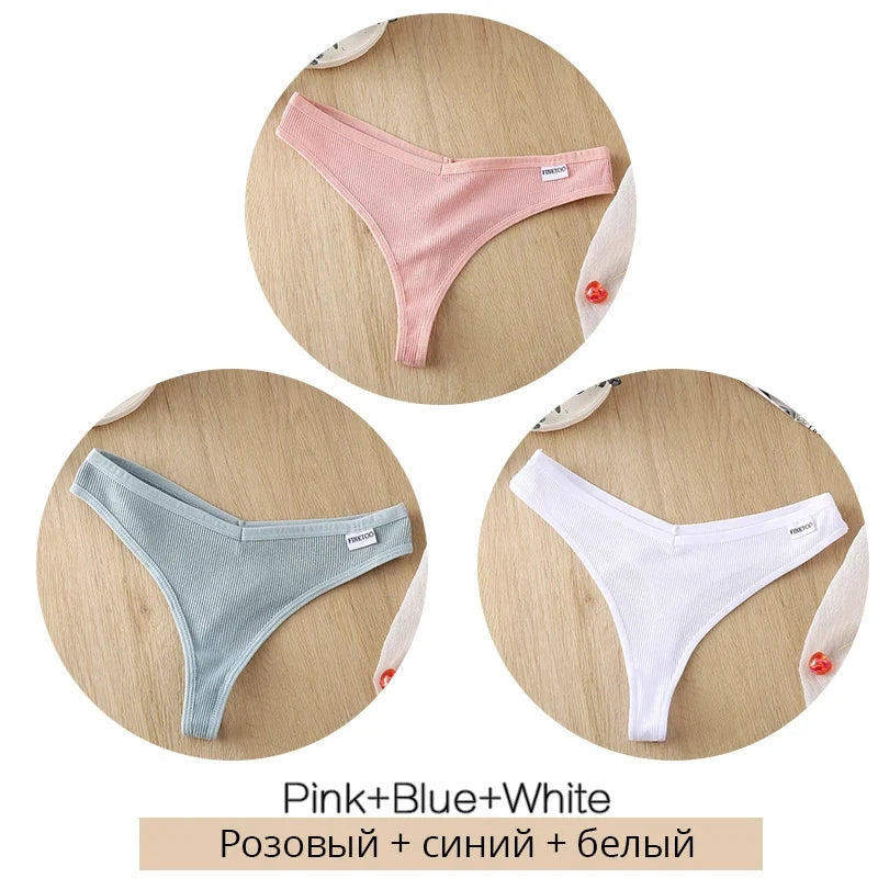 Comfortable Cotton G-String Thongs for Women – 3-Piece Panties Set