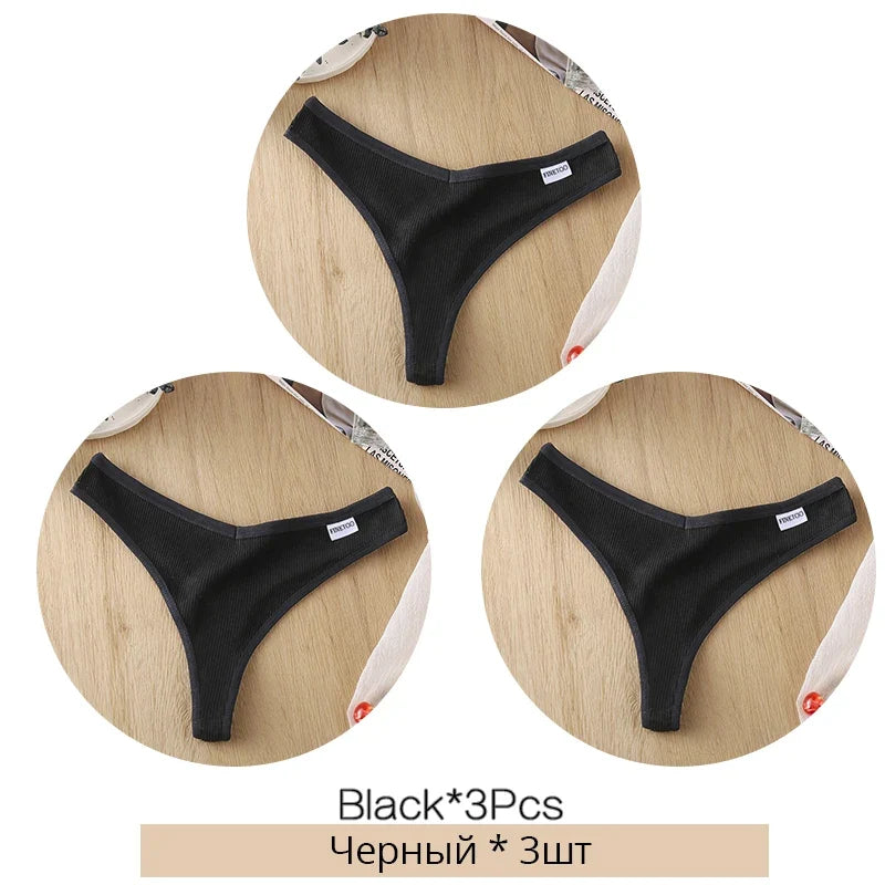 Comfortable Cotton G-String Thongs for Women – 3-Piece Panties Set