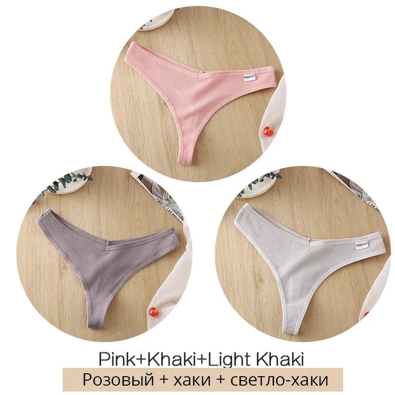 Comfortable Cotton G-String Thongs for Women – 3-Piece Panties Set