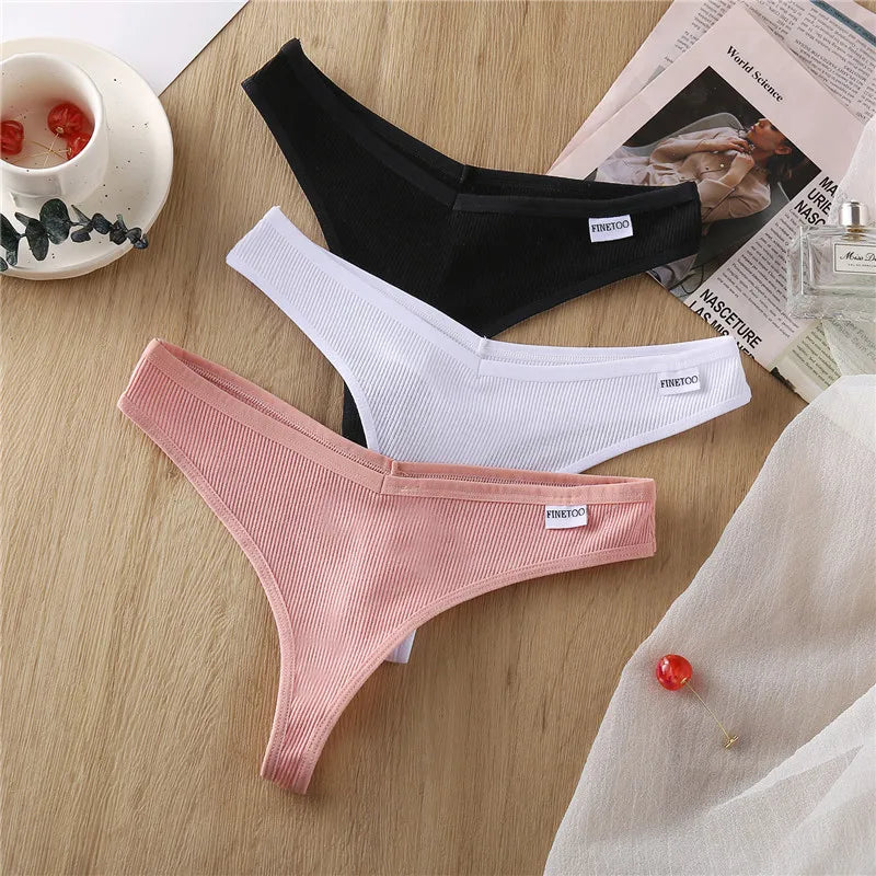 Comfortable Cotton G-String Thongs for Women – 3-Piece Panties Set
