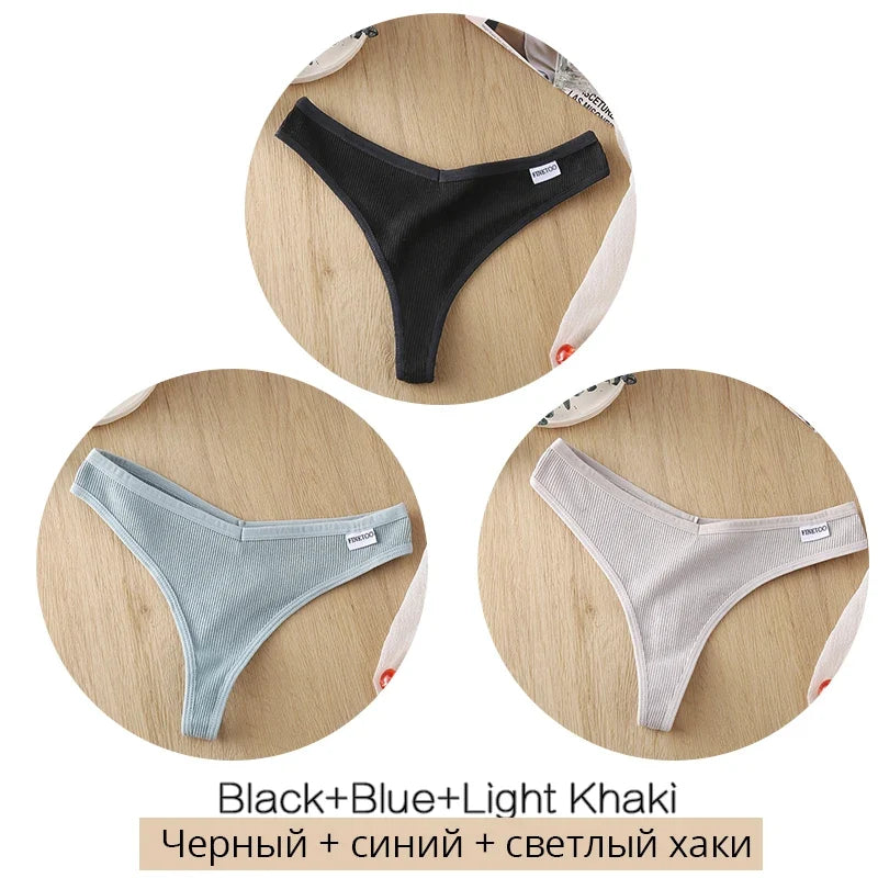 Comfortable Cotton G-String Thongs for Women – 3-Piece Panties Set