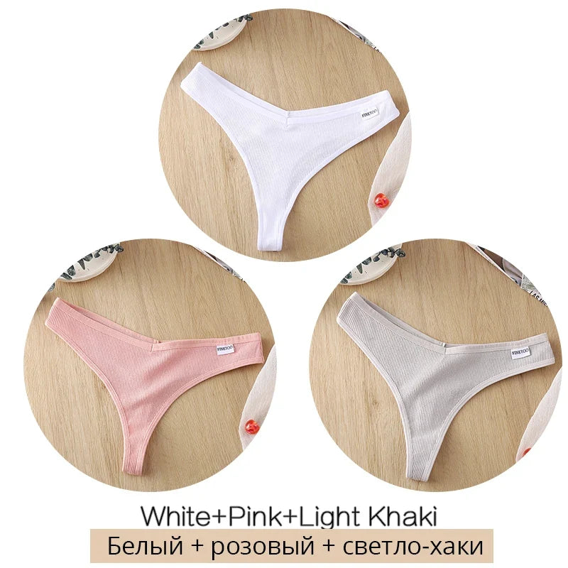 Comfortable Cotton G-String Thongs for Women – 3-Piece Panties Set