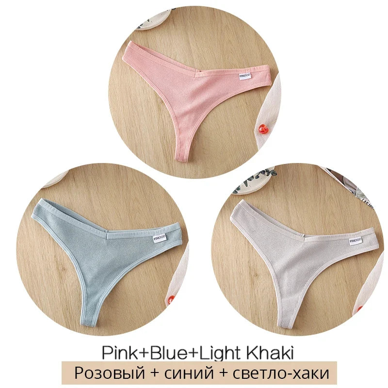 Comfortable Cotton G-String Thongs for Women – 3-Piece Panties Set