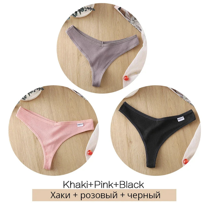 Comfortable Cotton G-String Thongs for Women – 3-Piece Panties Set
