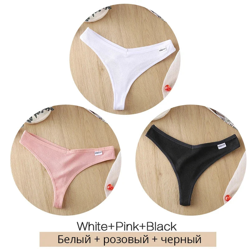 Comfortable Cotton G-String Thongs for Women – 3-Piece Panties Set