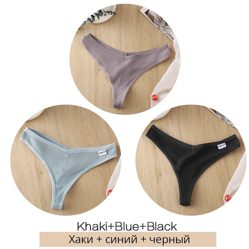 Comfortable Cotton G-String Thongs for Women – 3-Piece Panties Set