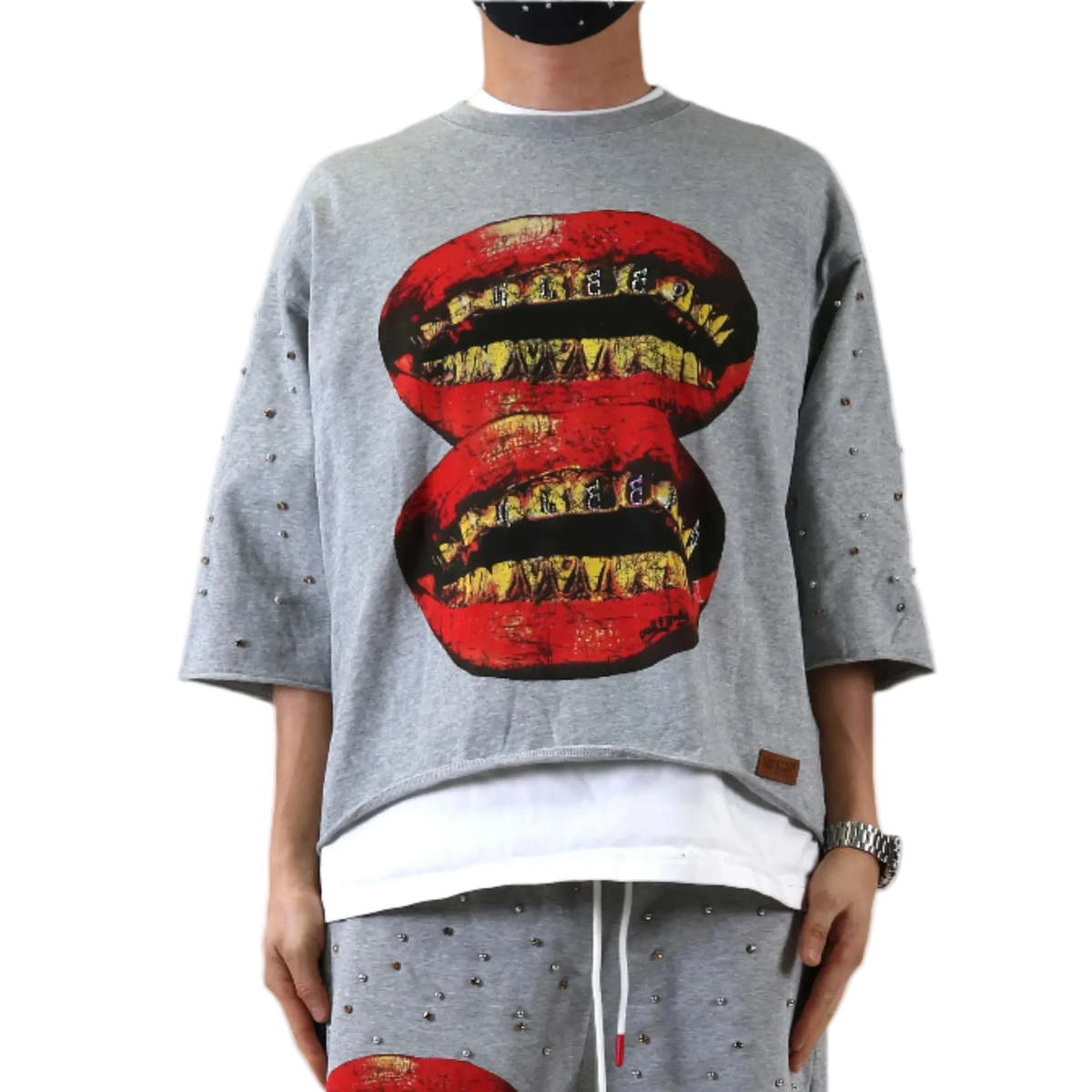 PETTI SN/ Jersey 3/4 Sleeve Crop Top Tee