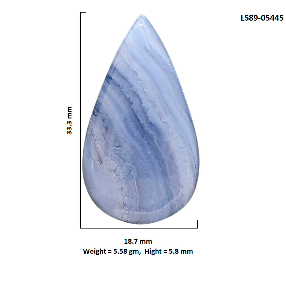Blue Lace Agate 18.7x33.3x5.8 mm Pear Shape Polished Gemstone LS89-05445