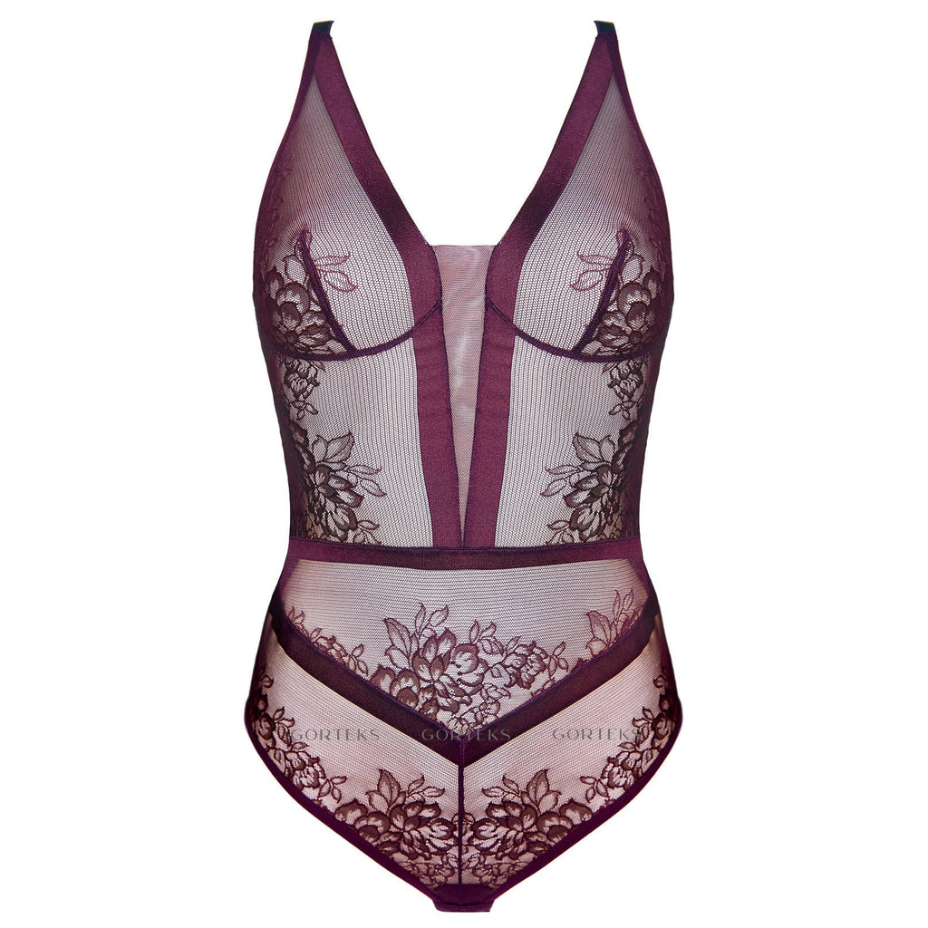 Gorteks Porto Aubergine Sheer Lace Body-4