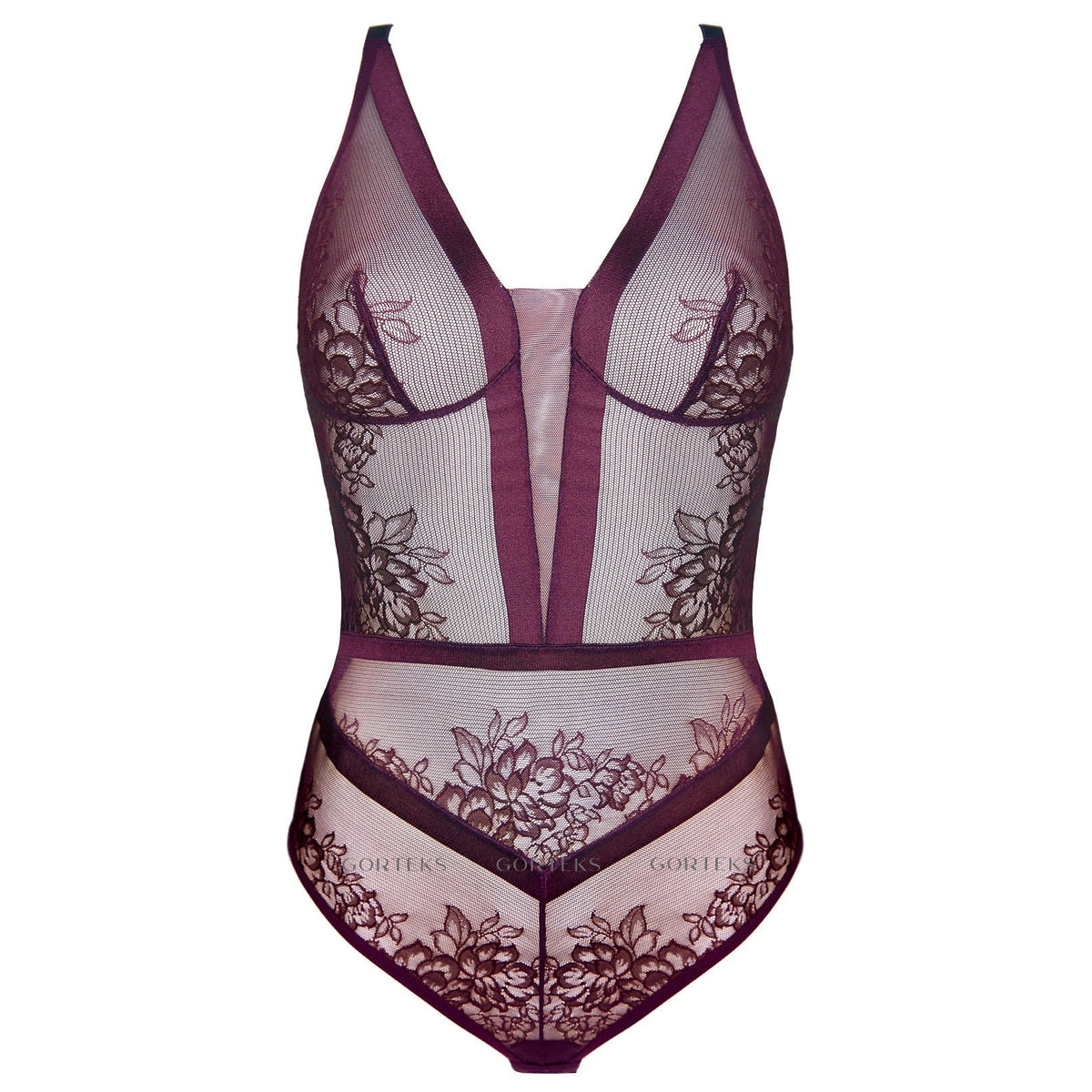 Gorteks Porto Aubergine Sheer Lace Body-4