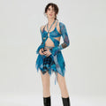 Women 3 Piece Sets Long Sleeve Shrug + Halter Tank Top + Irregular Pleated Skirts Y2K Aesthetic Gothic Sexy Streetwear - product image 8