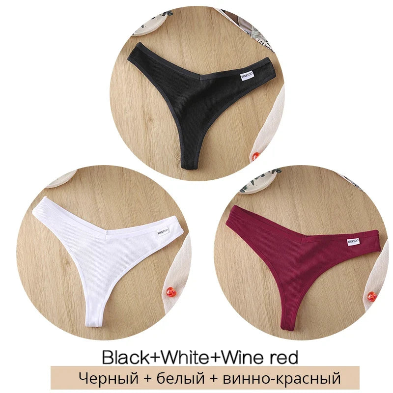 Comfortable Cotton G-String Thongs for Women – 3-Piece Panties Set