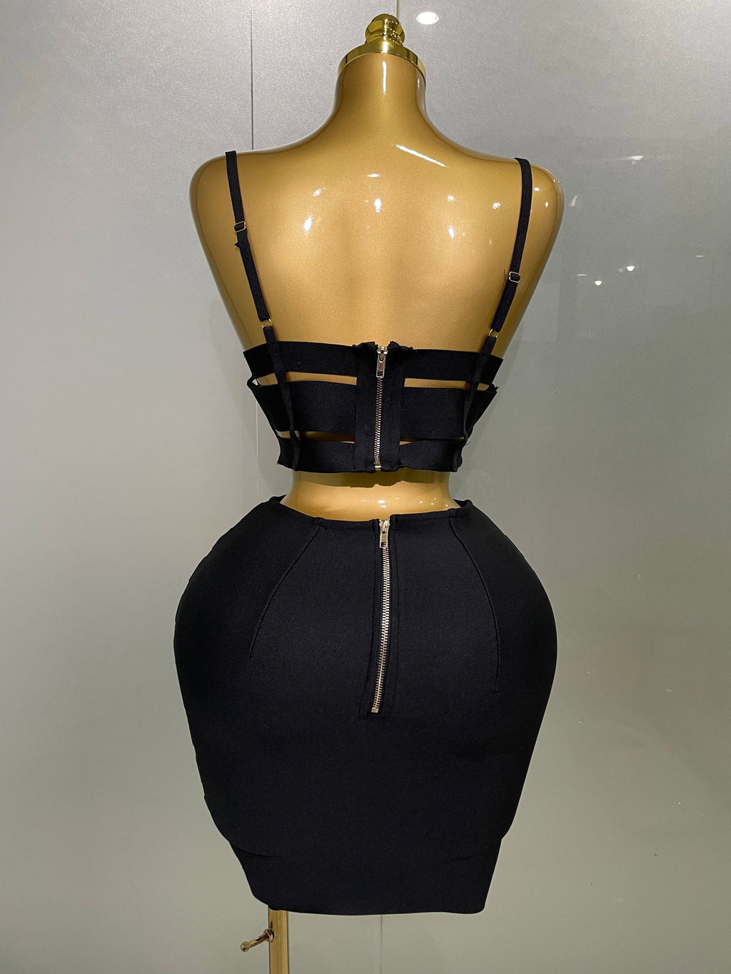 Sculpted Buckle Bandage Bustier & Mini Skirt Set