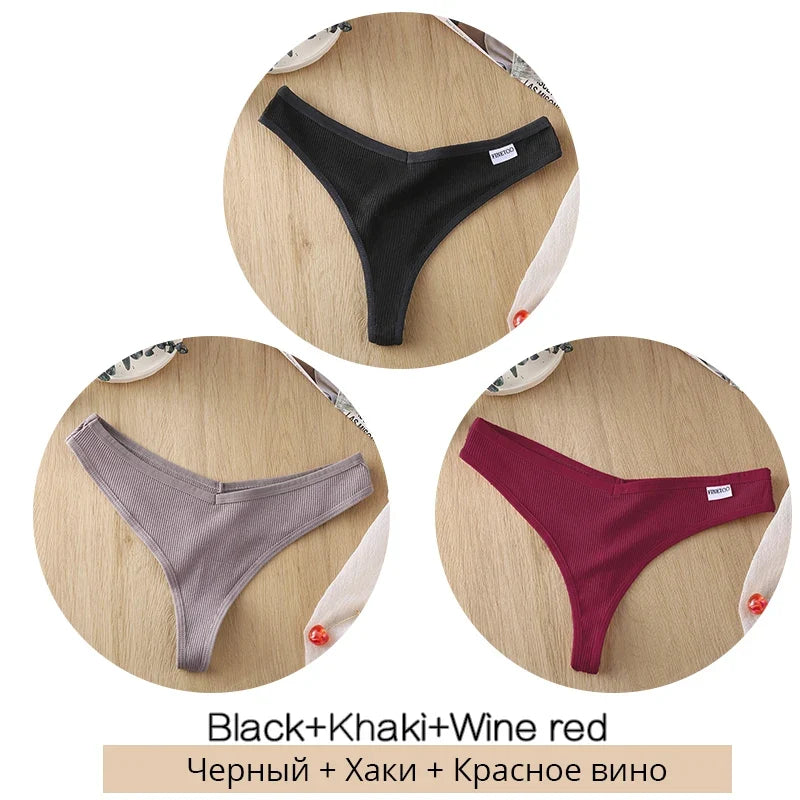 Comfortable Cotton G-String Thongs for Women – 3-Piece Panties Set