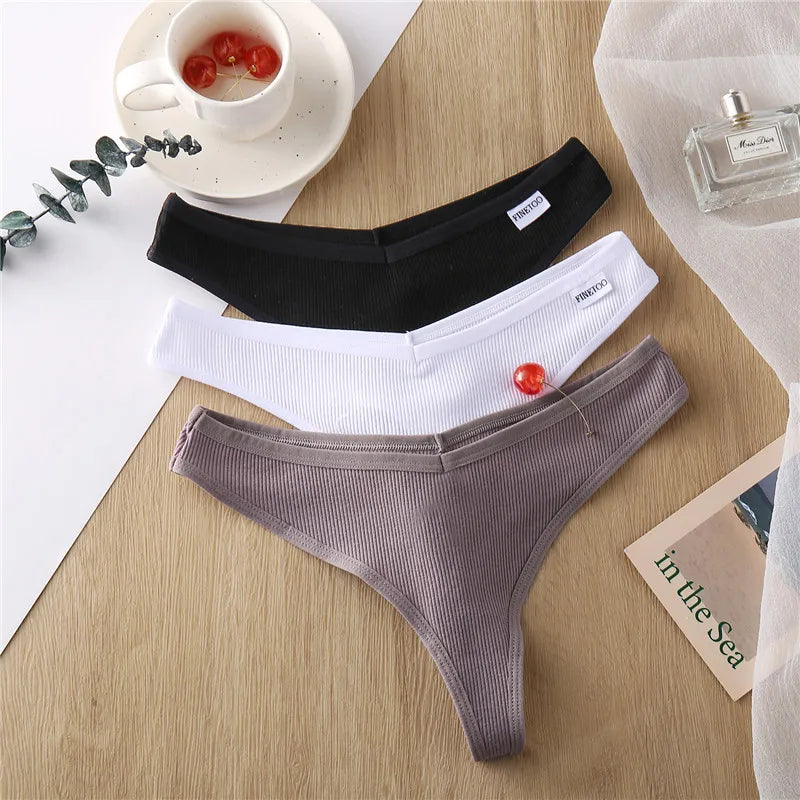 Comfortable Cotton G-String Thongs for Women – 3-Piece Panties Set