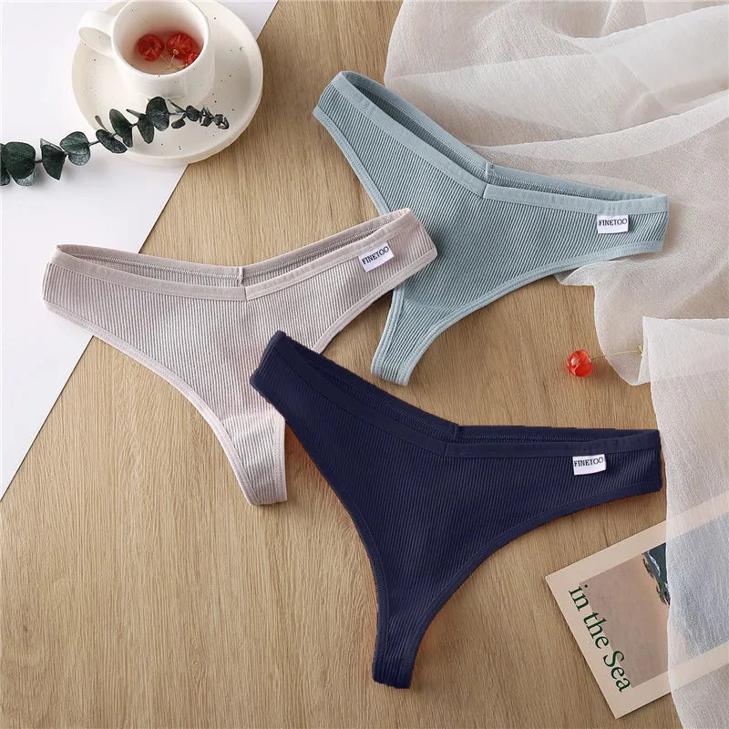 Comfortable Cotton G-String Thongs for Women – 3-Piece Panties Set