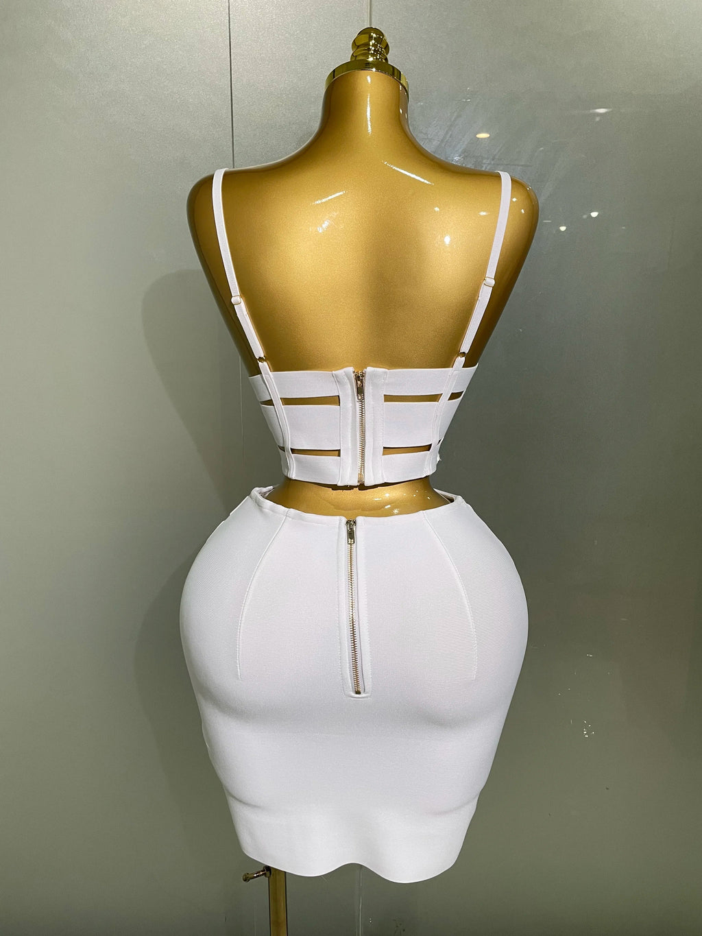 Sculpted Buckle Bandage Bustier & Mini Skirt Set
