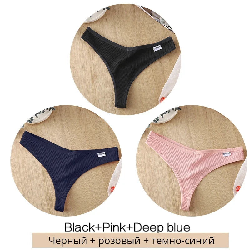 Comfortable Cotton G-String Thongs for Women – 3-Piece Panties Set