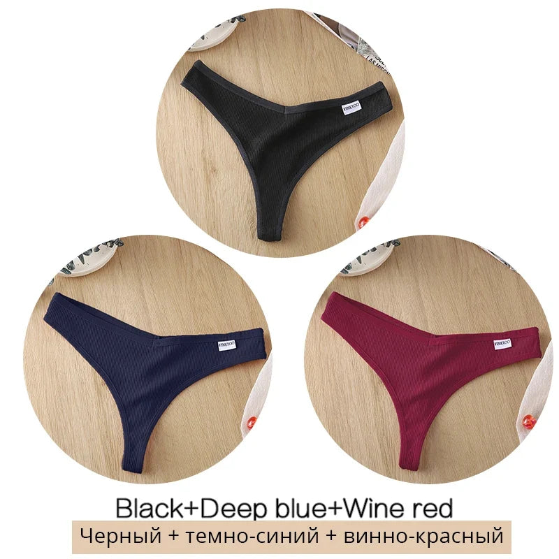 Comfortable Cotton G-String Thongs for Women – 3-Piece Panties Set