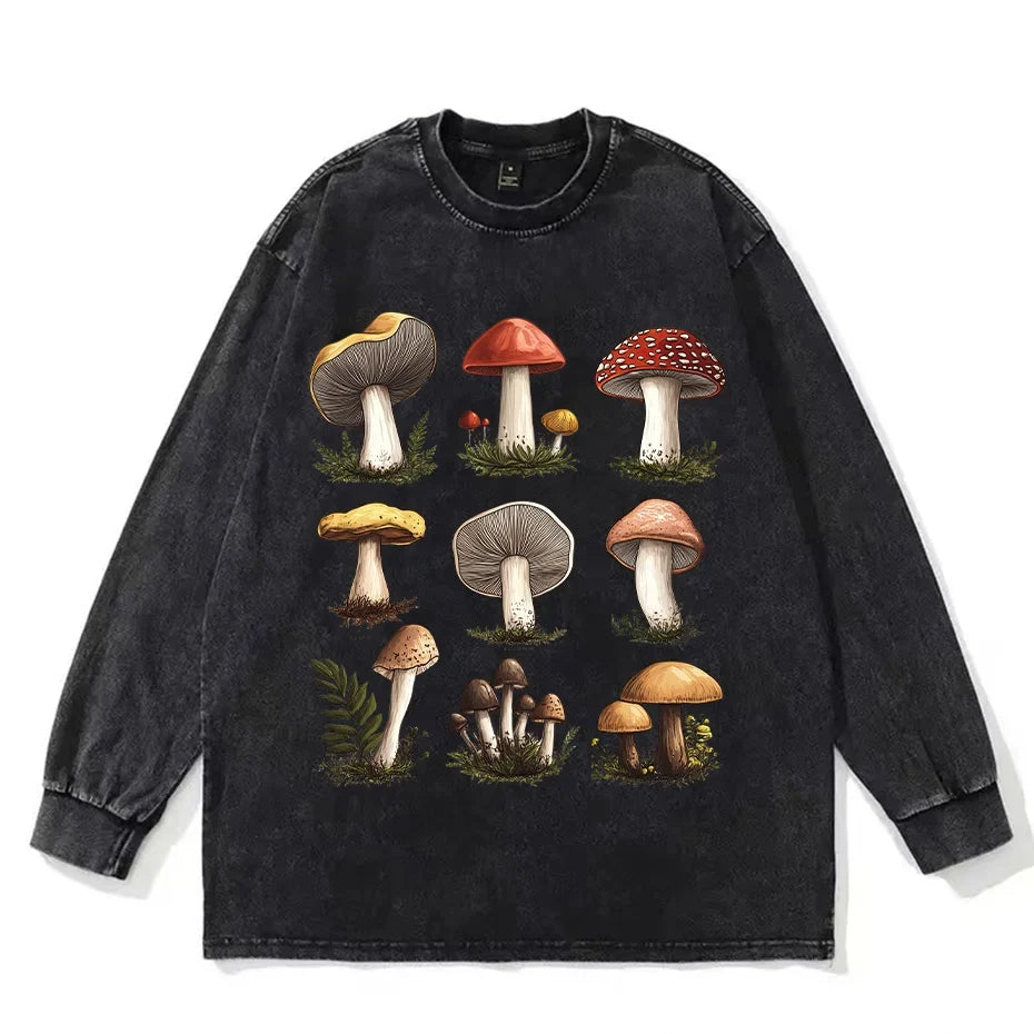 Vintage Mushroom Graphic Oversized Grunge T-Shirt-1