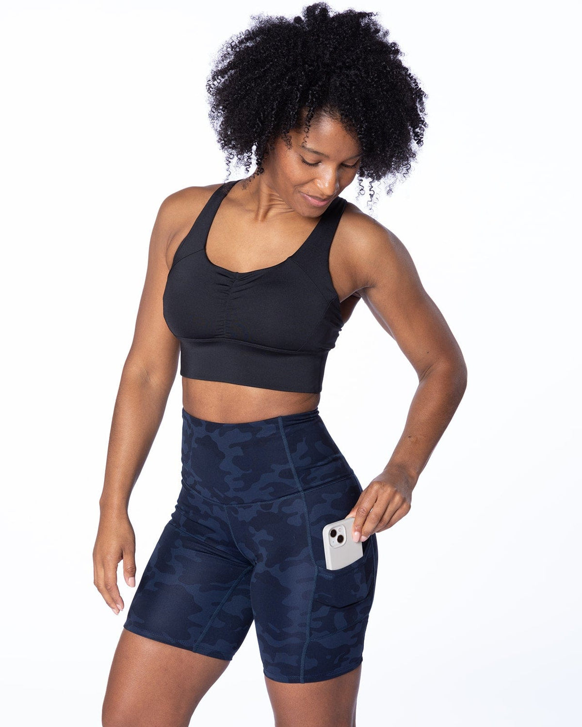 Hi Five High-Waisted Biker Short – Looker (Navy Camo)(XS)