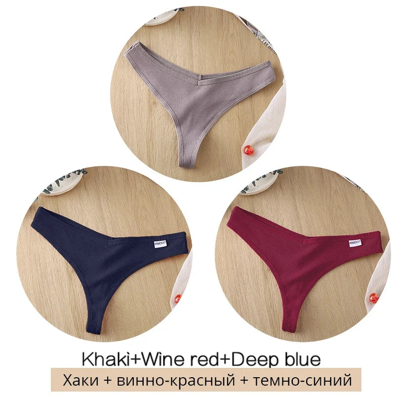 Comfortable Cotton G-String Thongs for Women – 3-Piece Panties Set