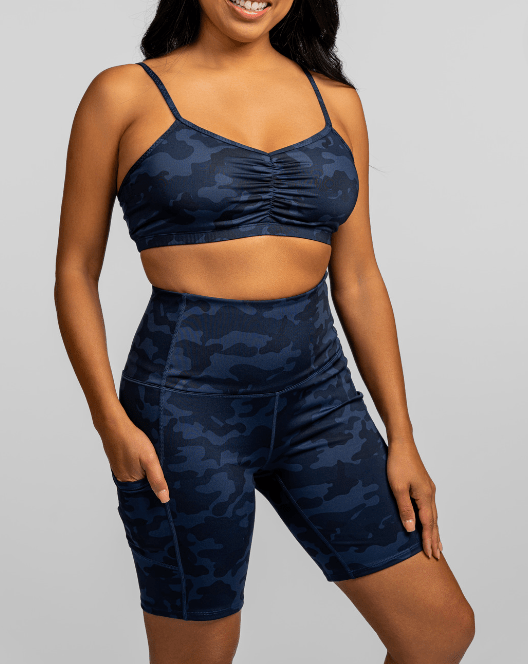 Hi Five High-Waisted Biker Short – Looker (Navy Camo)(XS)