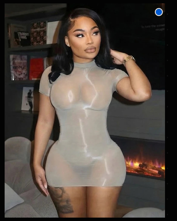 Sheer Mesh Short Sleeve Bodycon Mini Dress