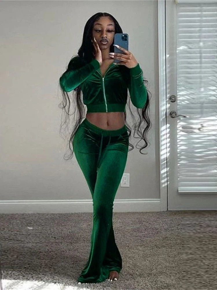 Velour Luxe Zip-Up Jogger Set