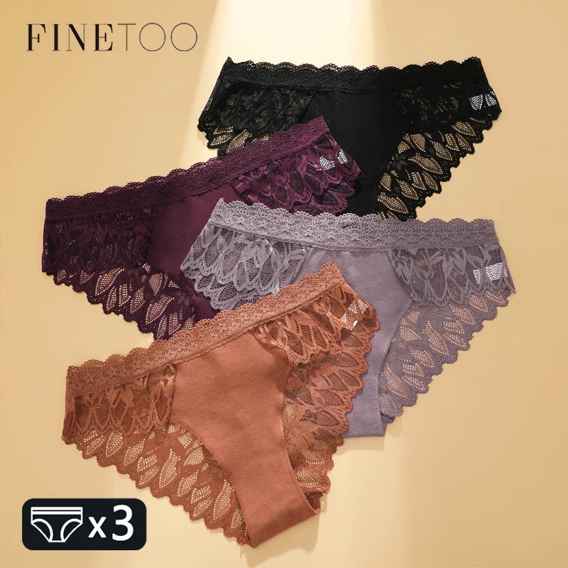 FINETOO Women's 3-Piece Lace Brief Set - product image 1