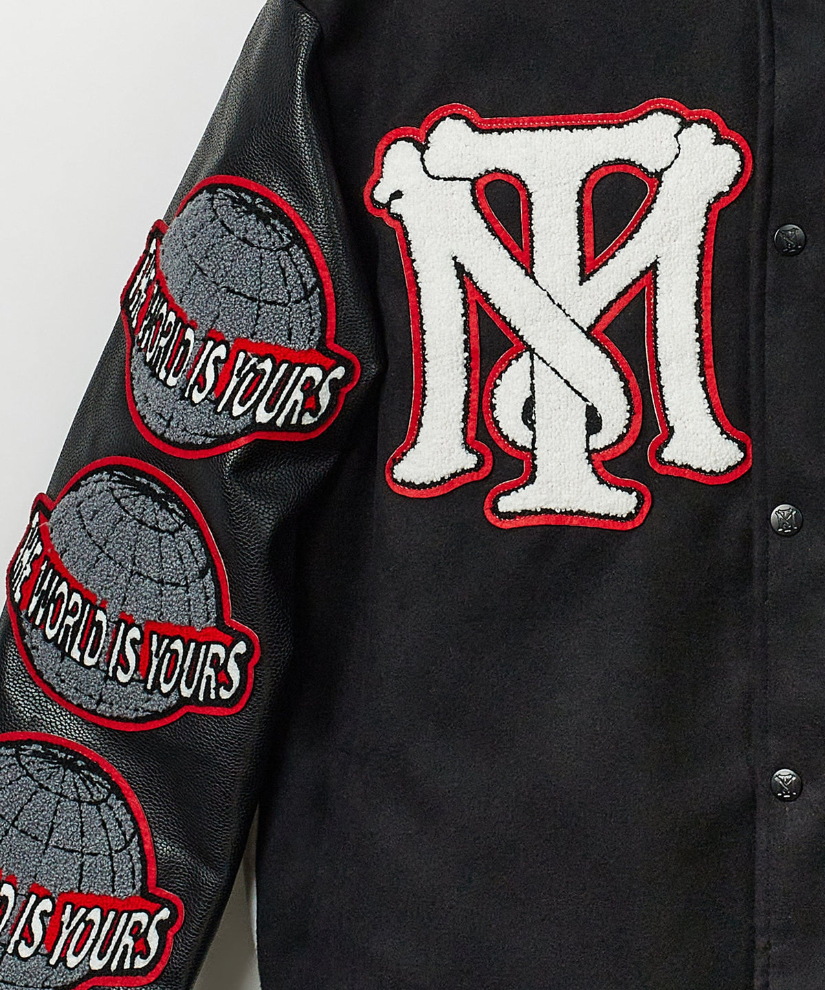 Scarface Vegan Leather Chenille Patched Varsity Jacket