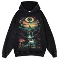Vintage Washed Cotton Dark Fantasy Forest Eye Graphic T-Shirt-1