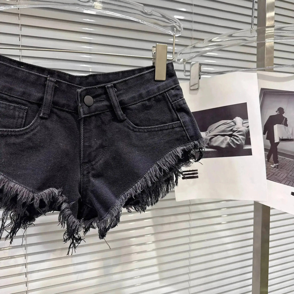 Distressed Raw-Hem Low-Rise Denim Shorts