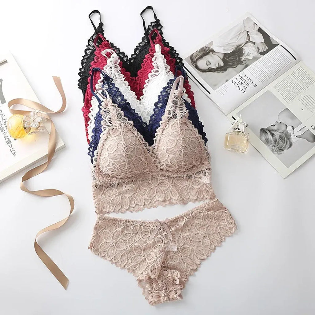 Lace Bra and Panty Set – Seamless Wire-Free Embroidered Lingerie - product image 3