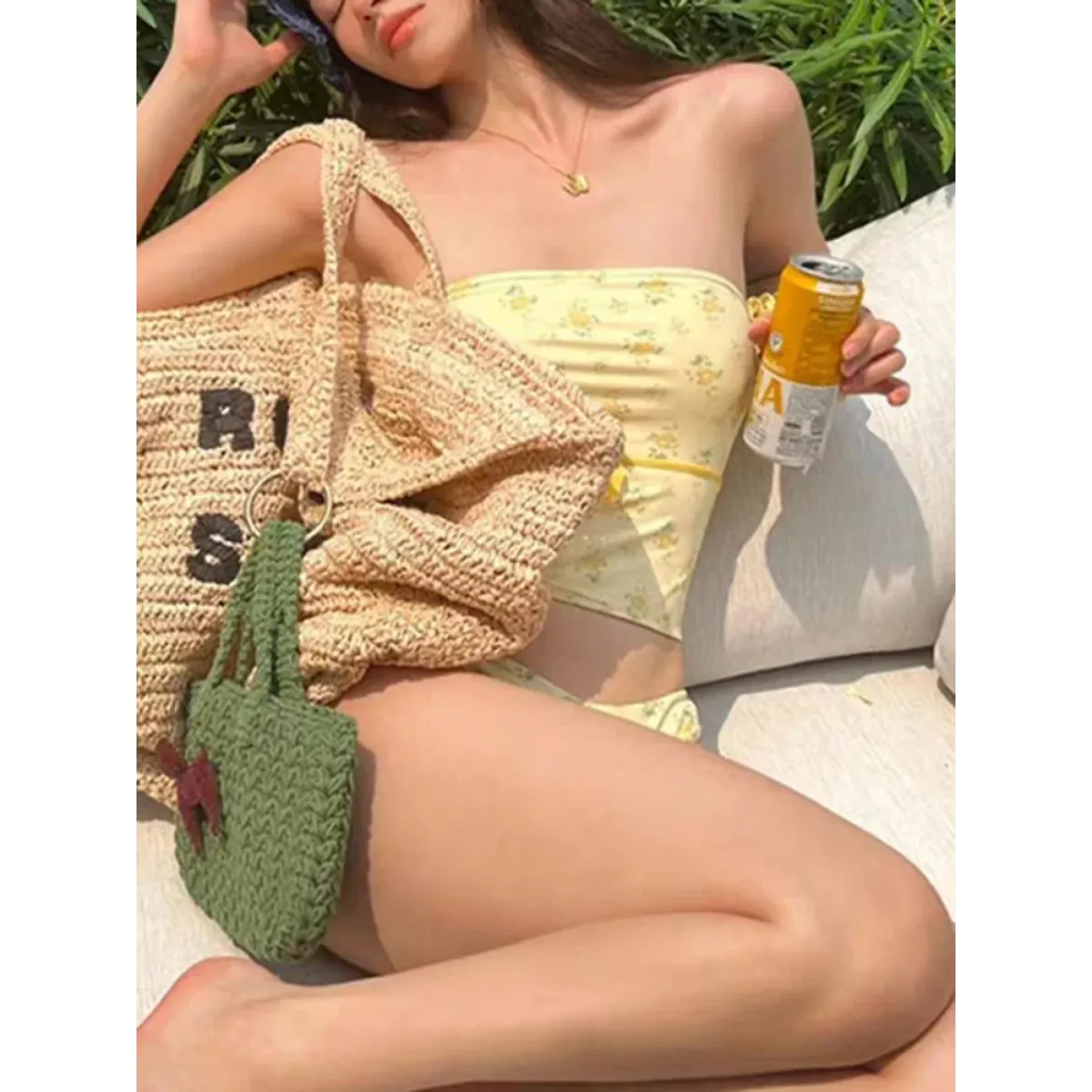 Floral Strapless Bikini Set – Spice Girl Style Summer Beachwear