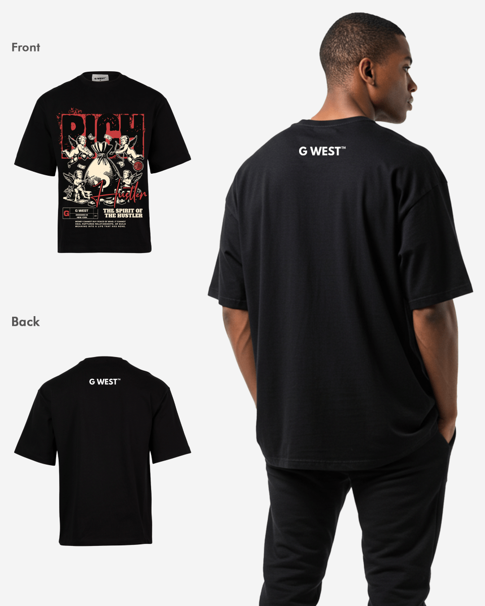 Black G West Rich Hustler oversized T-shirt - product image 3